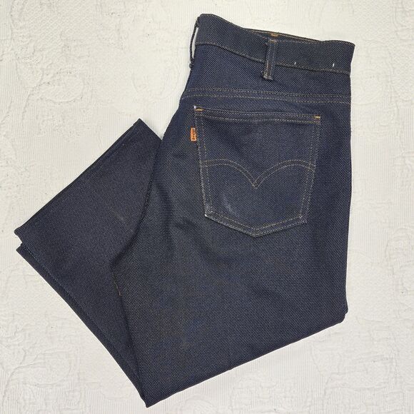 Vintage Levis Orange Tab Women Capri Jeans Polyester 5 Pocket Pants 70's Greaser - Picture 1 of 11